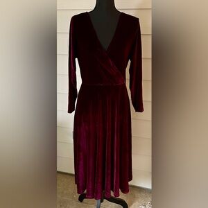 Merlot Velvet Wrap Dress – Brand New With Tags